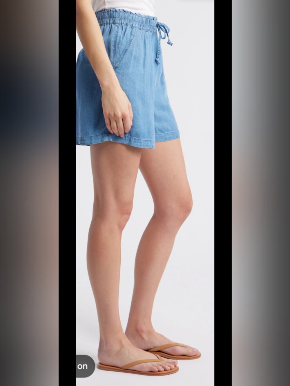 Mavi Gold Light Blue Chambray Women's Drawstring Shorts M